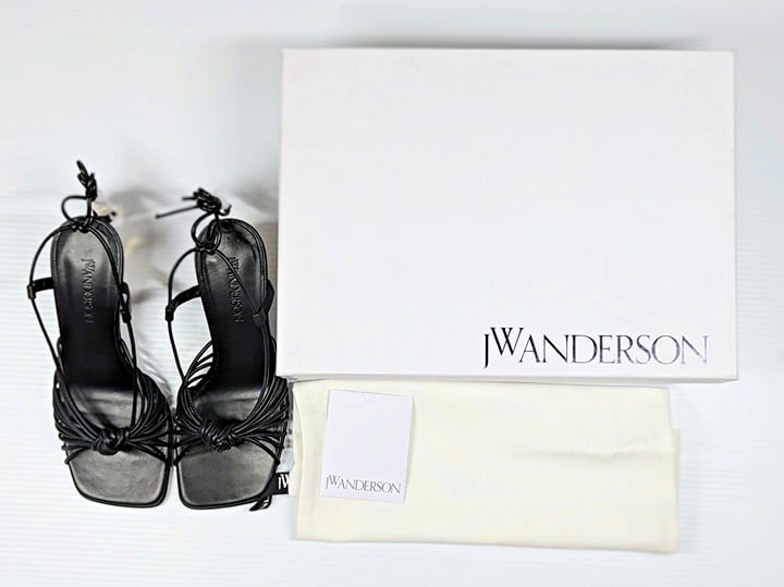 JW Anderson Women's Lamb Ankle Tie Chain High Heel Sandals Size 37 (MSRP $850)