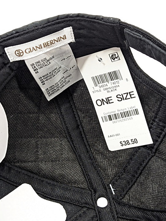 Giani Bernini Unisex Black Quilted Rain Baseball Cap Adjustable (MSRP $38.50)