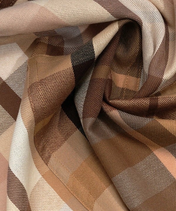 Echo Women's Semolina Cotton & Wool Patched Plaid Wrap O/S (MSRP $129)