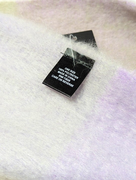 Marcus Adler Women's Cozy Plaid Scarf with Fringe-Trim Lilac O/S (MSRP $55)