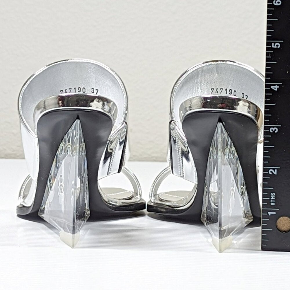 Alexander McQueen Women's Shard Wedge Heel Slide Sandals Size 37 IT MSRP $1,490