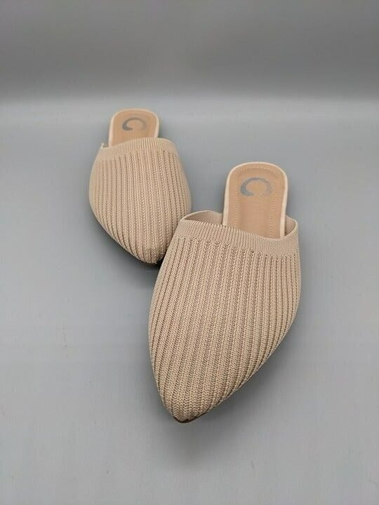 Journee Collection Women's Aniee Flat Slip On Slip-On Mule Beige Size 6 NWOB