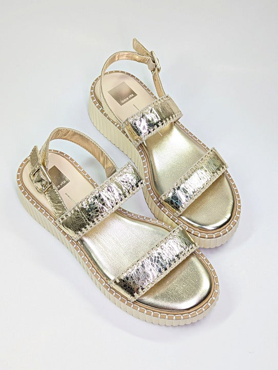 Dolce Vita Daiya Women's Metallic Platinum Platform Sandal Size 9.5 (MSRP $130)