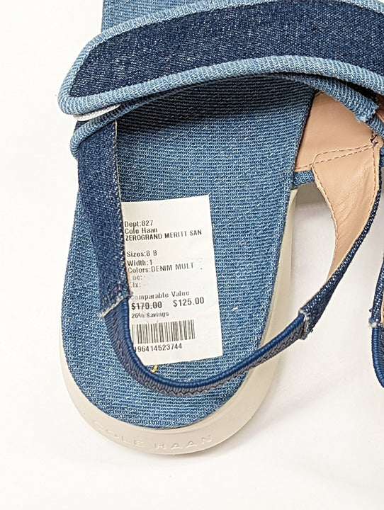 Cole Haan Meritt Women's Zerogrand Denim Platform Sandals Size 8 (MSRP $175)