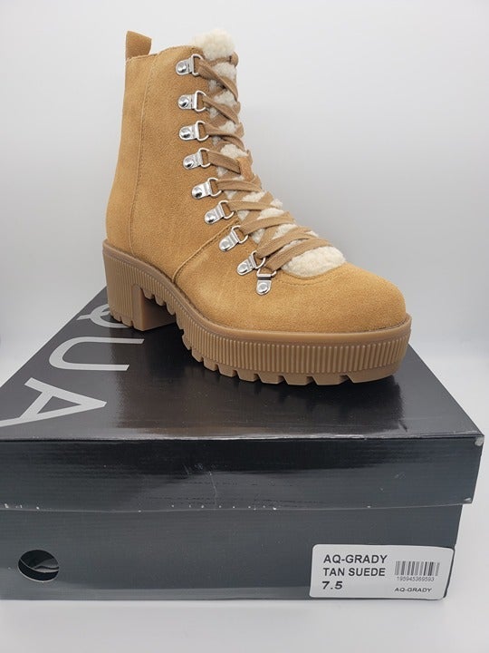 Aqua Women's Grady Sherpa Lined Combat Boots Size 7.5 (MSRP $148)