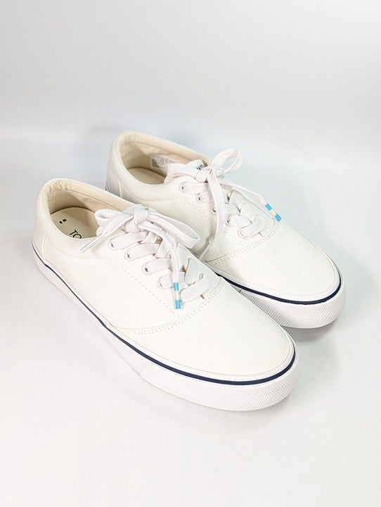 Toms Women's Alpargata Fenix White Canvas Lace-Up Sneakers Size 8 (MSRP $55)