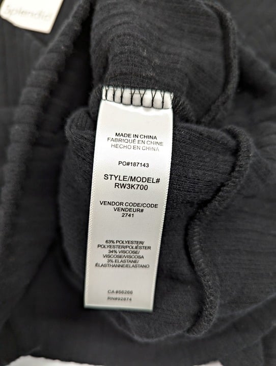 Splendid London Women's Black Ribbed Hoodie Size XS (MSRP $138)