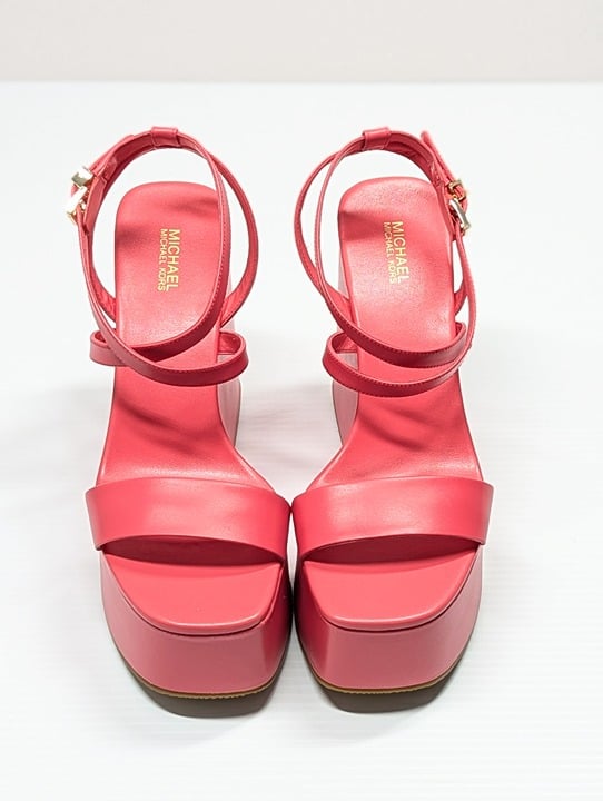Michael Kors Women's Paola Strappy Platform Wedge Sandals Pink Size 8 MSRP $155