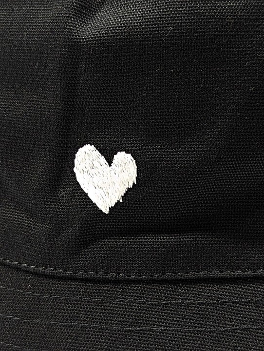 Kerri Rosenthal Women's Bucket Hat Heart In Black Cotton O/S (MSRP $128)