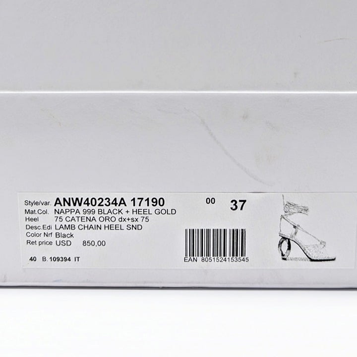 JW Anderson Women's Lamb Ankle Tie Chain High Heel Sandals Size 37 (MSRP $850)