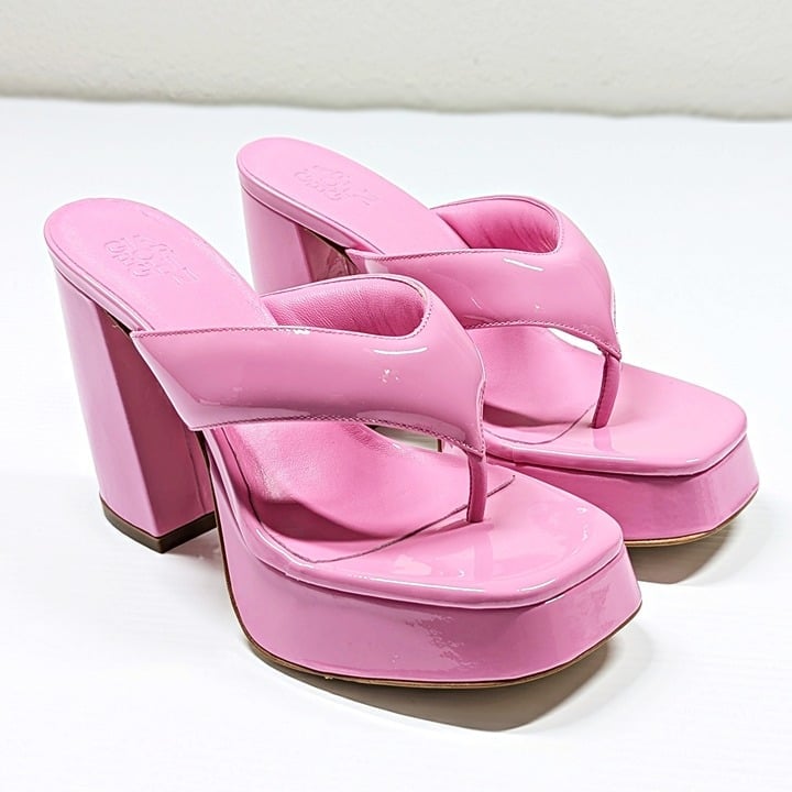 Gia Borghini Women's Gia 17 Pink Patent Platform Sandals Size 36.5 IT MSRP $475