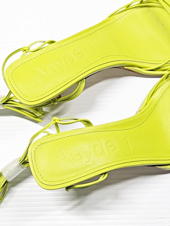 Aeydē Roda Women's Lace up Leather Sandals Apple Green Size 37 EU (MSRP $295)
