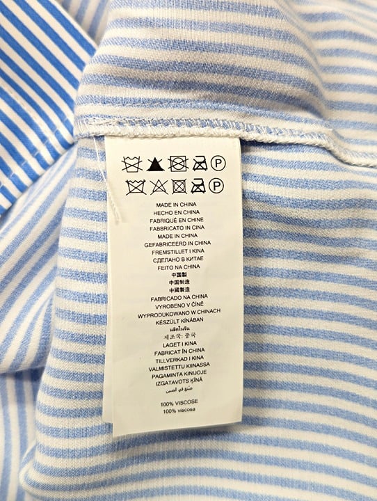 Michael Kors Women's Pinstriped Satin Blouse Blueberry Size S (MSRP $195)