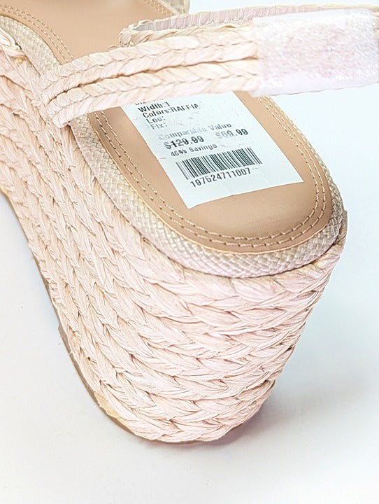 Steven New York Ramey Espadrille Platform Wedge Raffia Sandal Size 7 (MSRP $130)
