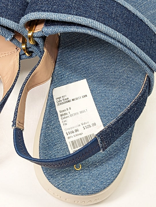 Cole Haan Meritt Women's Zerogrand Denim Platform Sandals Size 8 (MSRP $175)