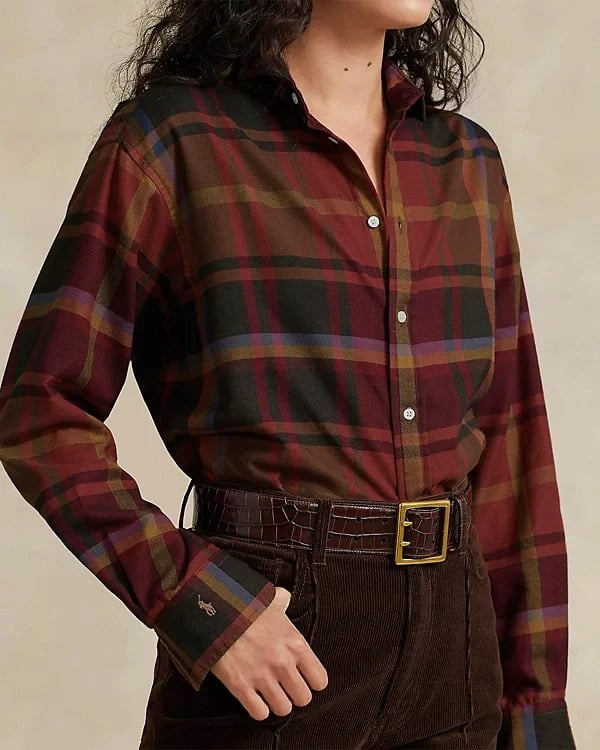Polo Ralph Lauren Women's Plaid Cotton Shirt Size 0 (MSRP $168)