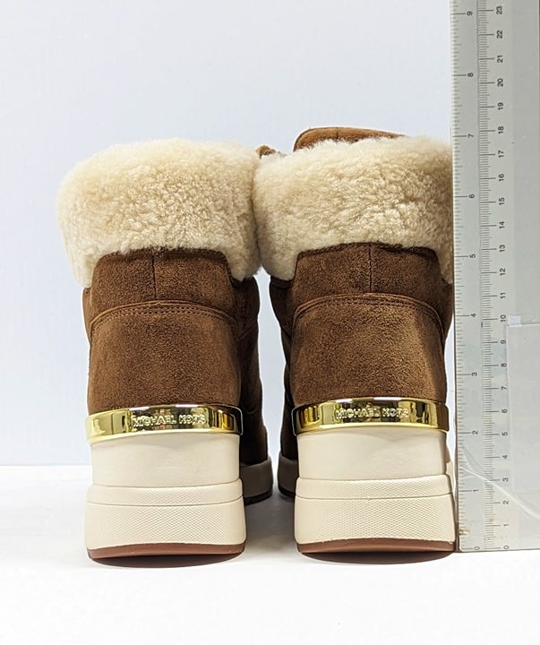 Michael Kors Women's Liv Wedge Booties Dark Caramel Suede Size 9.5 M (MSRP $250)