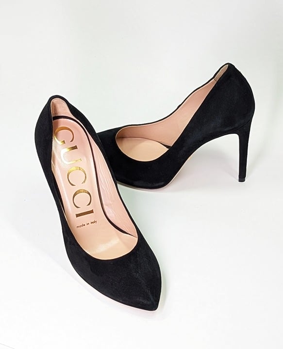Gucci Women's Black Suede Point Toe Stiletto Heel Pump Size 36.5 (MSRP $720)