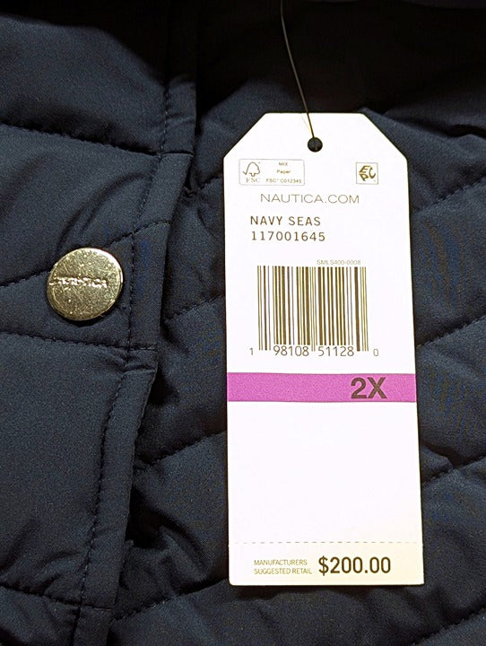 Nautica Plus Size Faux-Fur-Trim Hooded Packable Puffer Coat Size 2XL (MSRP $200)
