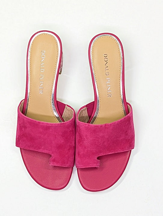 Donald Pliner Women's Toe Loop Block Heel Slide Sandals Pink Size 8 (MSRP $198)