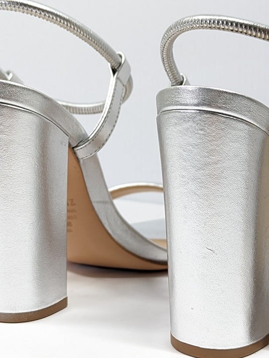 Schutz Women's Pincesa Silver Metallic High-Heel Sandals Size 6.5 B (MSRP $170)
