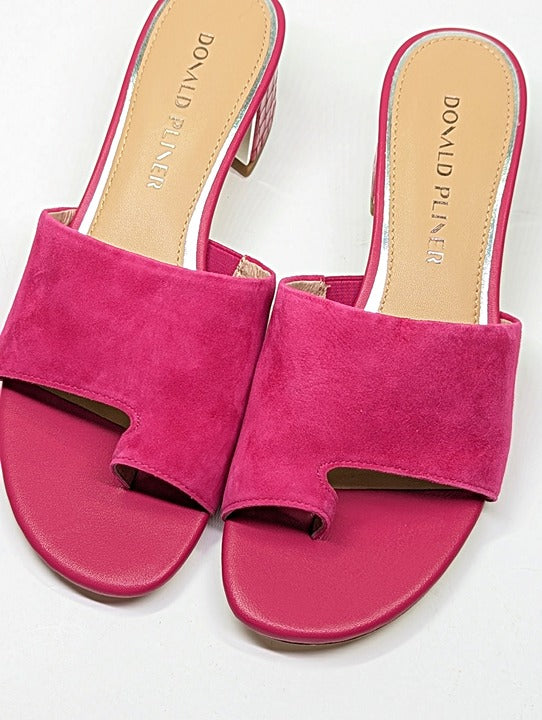 Donald Pliner Women's Toe Loop Block Heel Slide Sandals Pink Size 8 (MSRP $198)