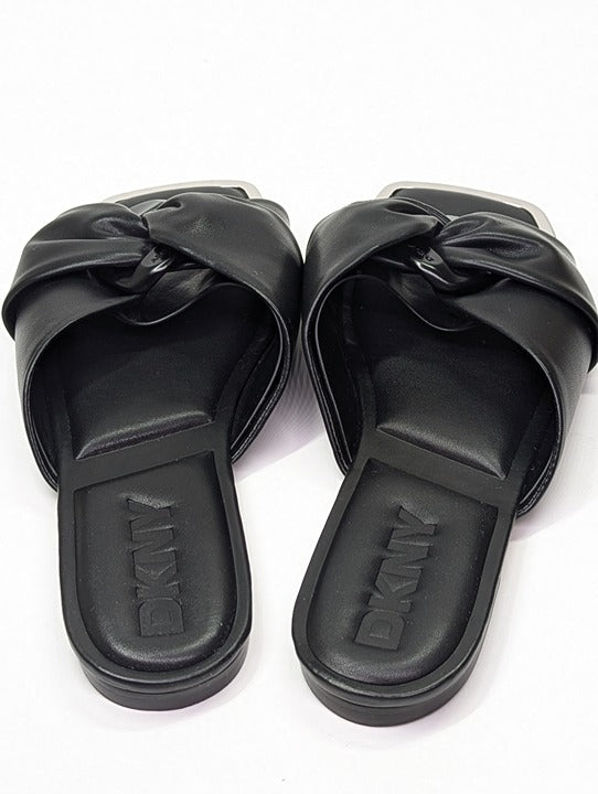 NWOB DKNY Women's Doretta Black Square Toe Slide Sandals Size 7 (MSRP $120)
