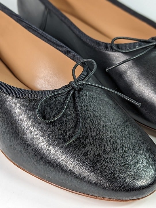 Mansur Gavriel Women's Dream Black Leather Ballerina Flats Size 37 (MSRP $395)