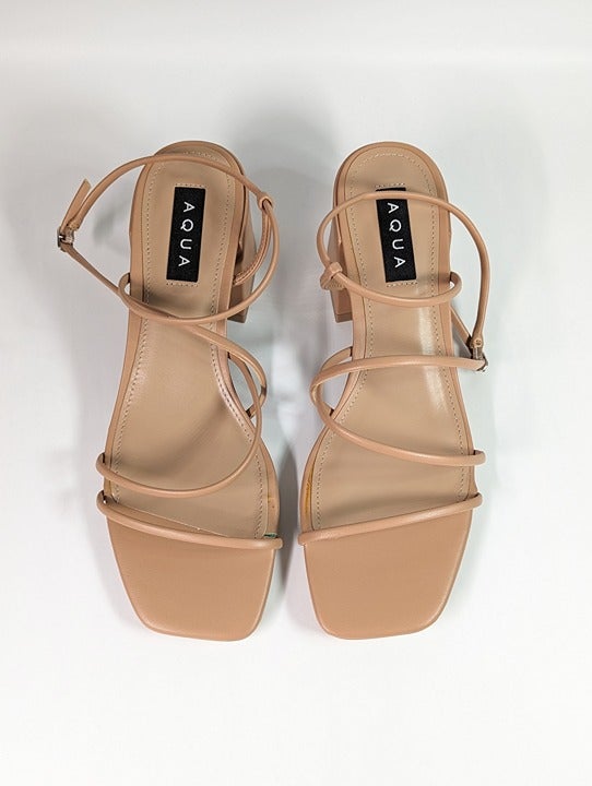 Aqua Women's Raya Beige Strappy High Heel Sandals Size 10 (MSRP $108)