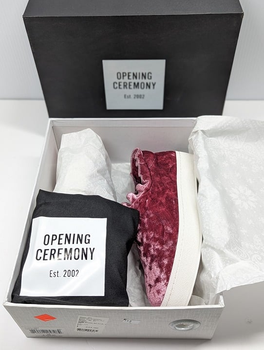 Opening Ceremony Women's Didi Velvet Ruffle Slip-On Sneaker Size 37 (MSRP $225)