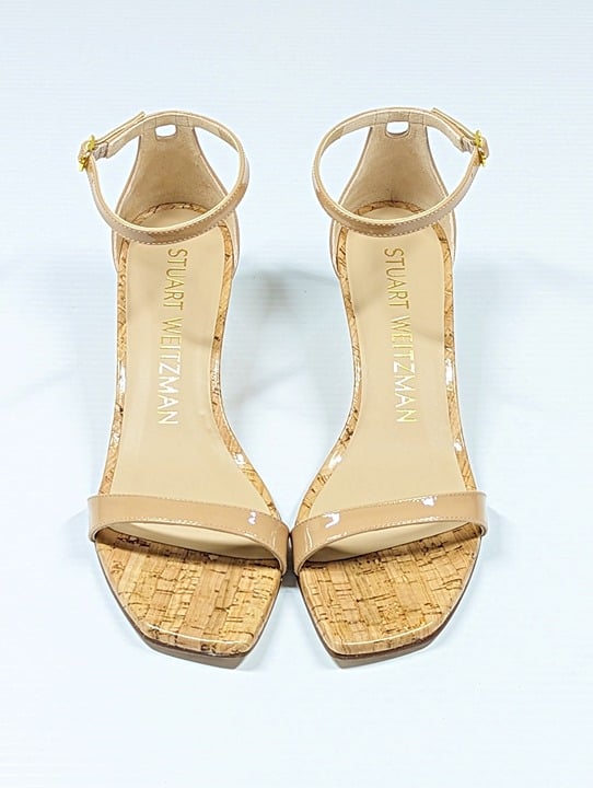 Stuart Weitzman Women's Nudistcurve Ankle Strap Wedge Sandals Size 38 MSRP $395
