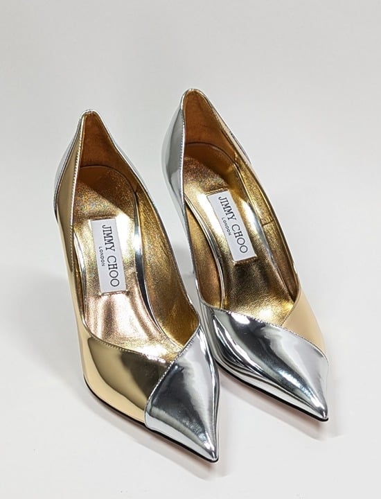 Jimmy Choo Women's Cass 95 Metallic Pointed Toe Pumps Size 38.5 (MSRP $950)