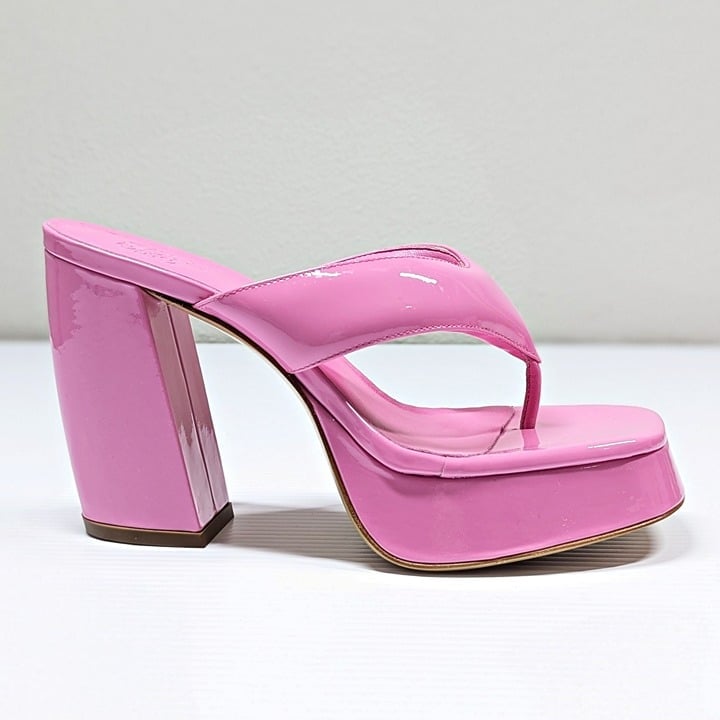 Gia Borghini Women's Gia 17 Pink Patent Platform Sandals Size 36.5 IT MSRP $475