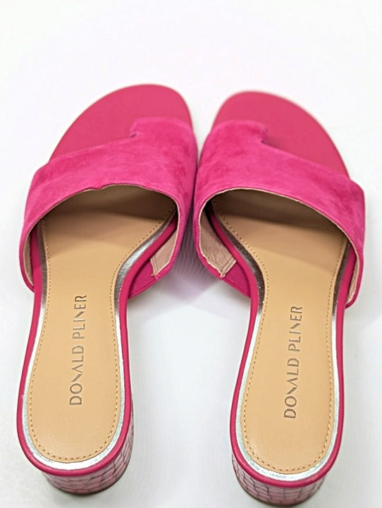 Donald Pliner Women's Toe Loop Block Heel Slide Sandals Pink Size 8 (MSRP $198)