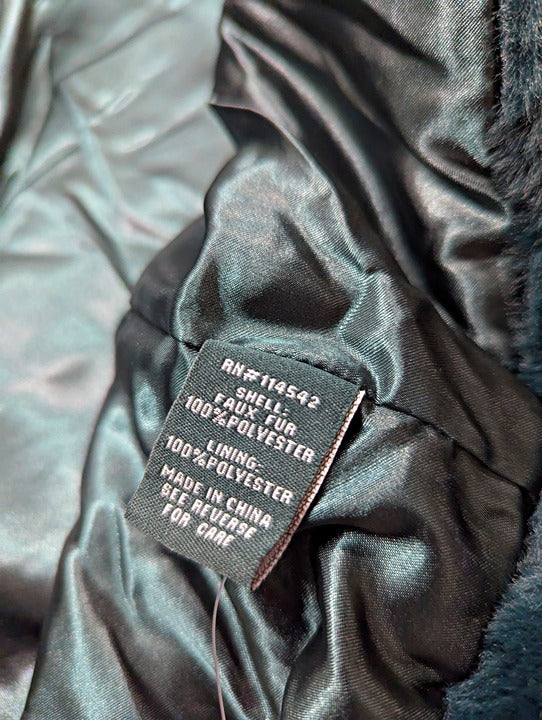Jou Jou Women's Faux-Fur Double-Breasted Coat Hunter Green Size S (MSRP $100)