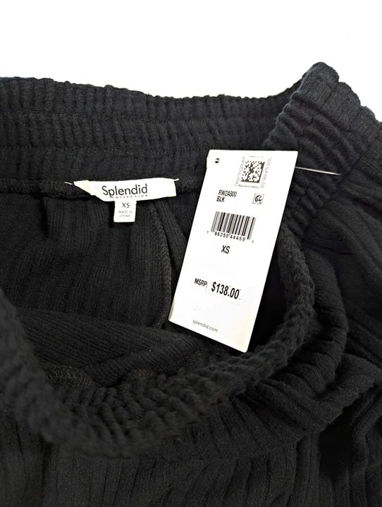 Splendid London Women's Black Ribbed Wide Leg Pants Size XS (MSRP $138)