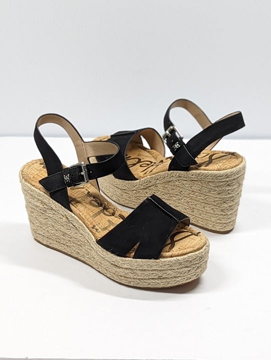 Sam Edelman Women's Maura Espadrille Wedge Sandals Black Size 9.5 M (MSRP $130)