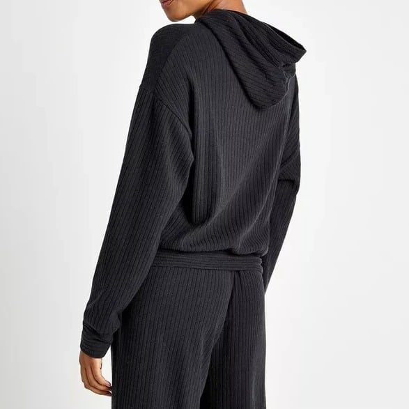 Splendid London Women's Black Ribbed Hoodie Size XS (MSRP $138)