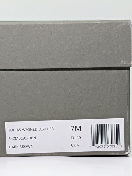 AllSaints Tobias Men's Lace-Up Washed Leather Boots Dark Brown Size 7 MSRP $358