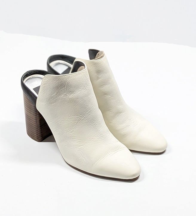 Dolce Vita Women's Renly White Leather Round Toe Block Heel Size 8.5 (MSRP $150)