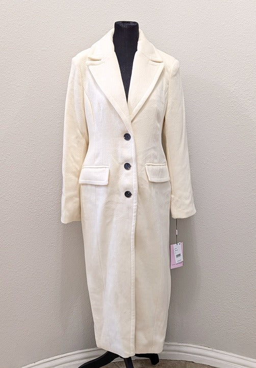 Avec Les Filles Women's Cutaway Tuxedo Maxi Coat Cream Size M (MSRP $220)