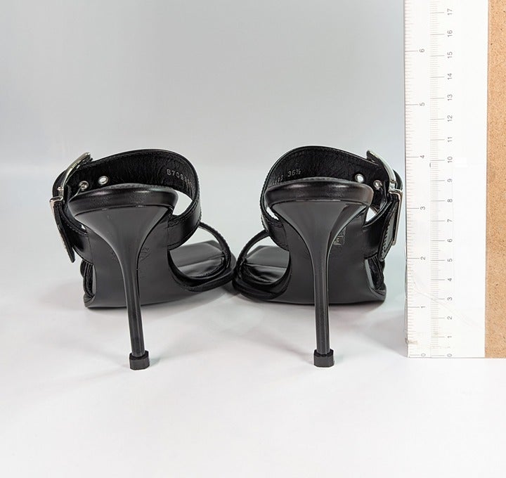 Alexander McQueen Women's Heeled Buckle Black Sandals Size 36.5 (MSRP $1,090)