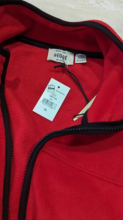 Never Lose HEDGE Men's Zipper Front Fleece Jacket Red Size XL (MSRP $79)
