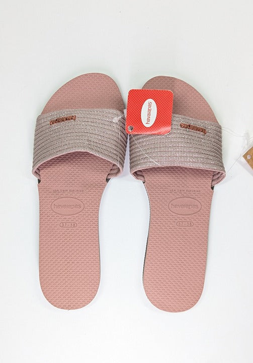 Havaianas You Malta Logo-Embellished Woven Rubber Sliders Size 37-38 (MSRP $50)