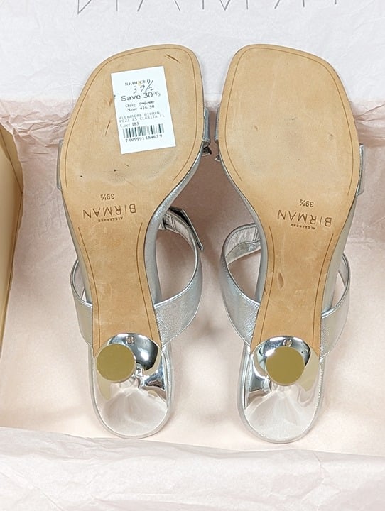 Alexandre Birman Clarita 85 Squared Flare Leather Sandals Size 39.5 IT MSRP $595