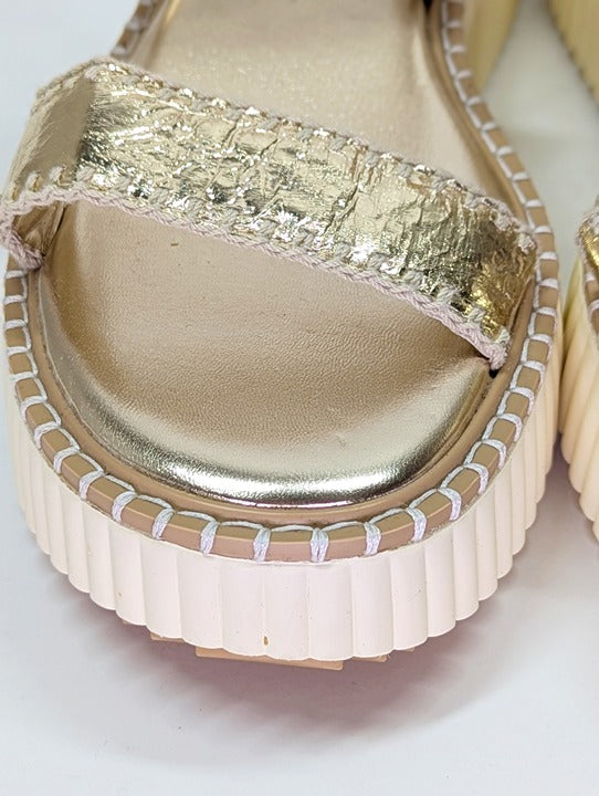 Dolce Vita Daiya Women's Metallic Platinum Platform Sandal Size 9.5 (MSRP $130)