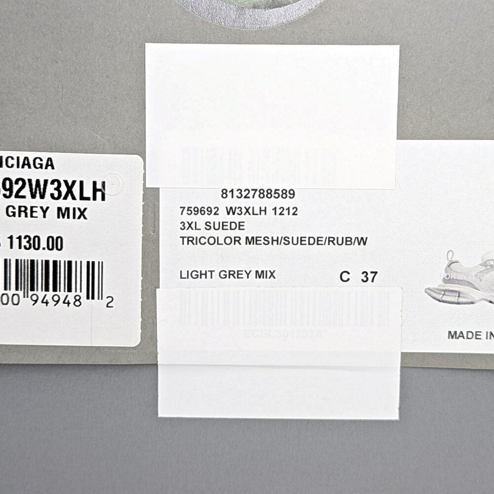 Balenciaga 3XL Distressed Suede & Mesh Sneakers Light Grey Size 37 MSRP $1,130