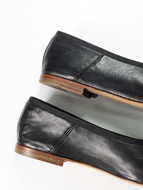 Mansur Gavriel Women's Dream Black Leather Ballerina Flats Size 37 (MSRP $395)