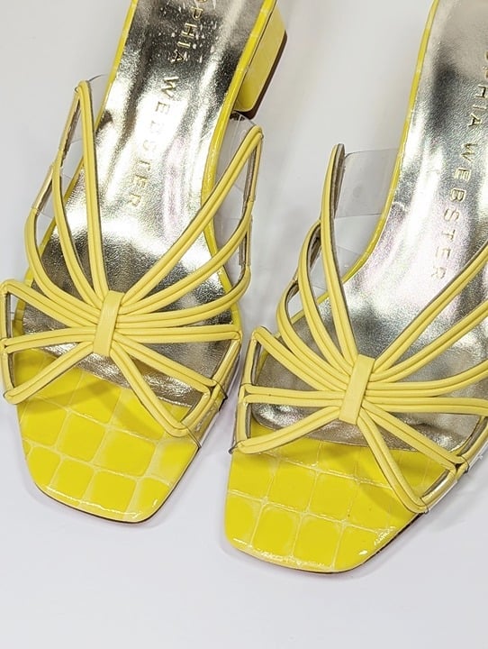 Sophia Webster Women's Havanna Low Heel Mule Sandals Lemon Size 39 (MSRP $650)