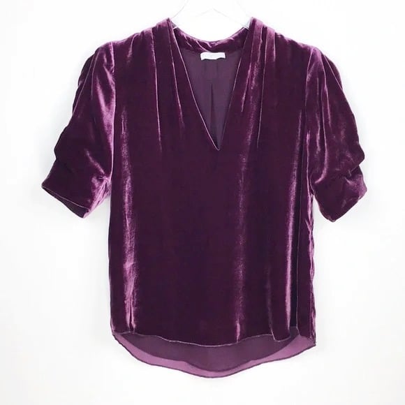 Joie Ance Women's Blackberry Purple Velvet Top Size 6 (MSRP $198)